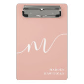 Mini Porte-bloc Monogramme fillette Calligraphie Coral Blush rose (Devant)