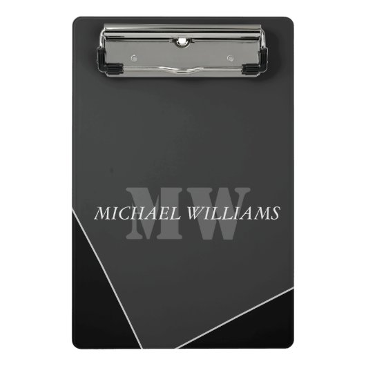 Mini Porte-bloc Monogramme gris noir artistique moderne (Devant)