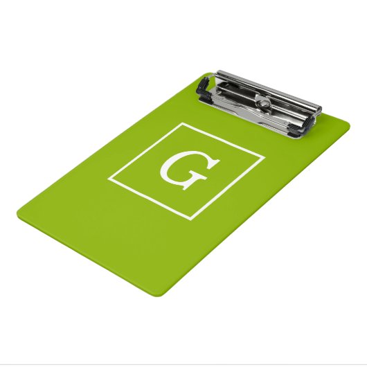 Mini Porte-bloc Monogramme initial encadré blanc vert pomme (Angle3)