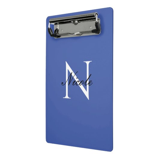 Mini Porte-bloc Monogramme initial manuscrit propre nom bleu (Angle2)