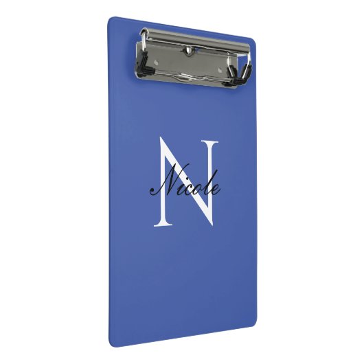 Mini Porte-bloc Monogramme initial manuscrit propre nom bleu (Incliné)