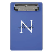 Mini Porte-bloc Monogramme initial manuscrit propre nom bleu (Devant)