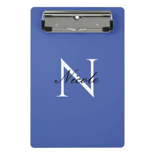 Mini Porte-bloc Monogramme initial manuscrit propre nom bleu (Devant)
