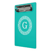 Mini Porte-bloc Monogramme initial turquoise Wht Key grecque (Angle2)