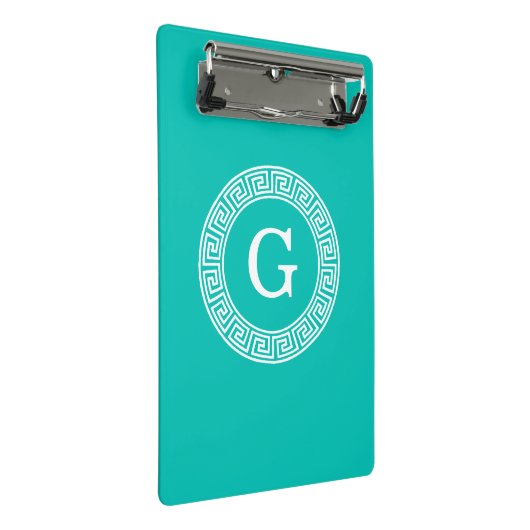 Mini Porte-bloc Monogramme initial turquoise Wht Key grecque (Incliné)
