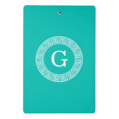 Mini Porte-bloc Monogramme initial turquoise Wht Key grecque (Dos)