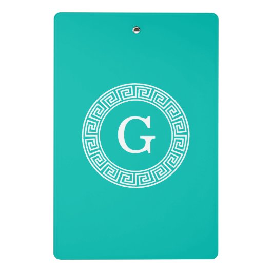 Mini Porte-bloc Monogramme initial turquoise Wht Key grecque (Dos)