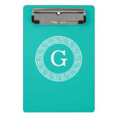 Mini Porte-bloc Monogramme initial turquoise Wht Key grecque (Devant)
