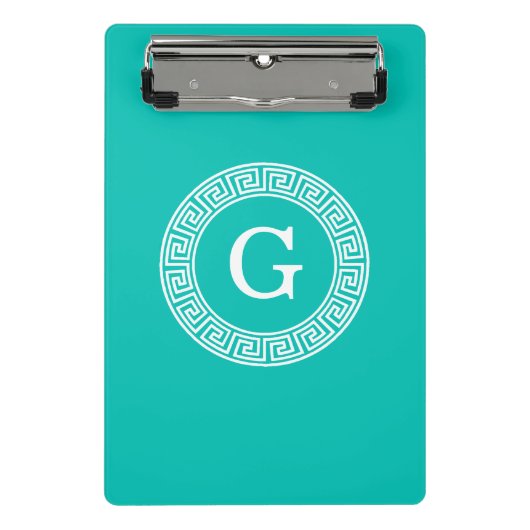 Mini Porte-bloc Monogramme initial turquoise Wht Key grecque (Devant)