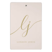 Mini Porte-bloc Monogramme Initiales Professional Blush Gold Scrip (Dos)