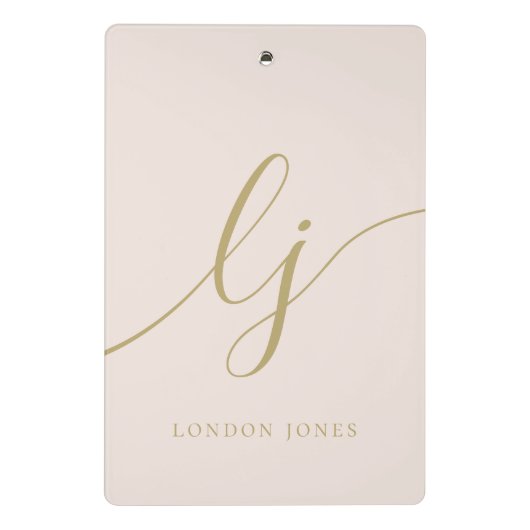 Mini Porte-bloc Monogramme Initiales Professional Blush Gold Scrip (Dos)