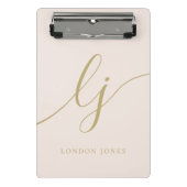 Mini Porte-bloc Monogramme Initiales Professional Blush Gold Scrip (Devant)