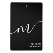 Mini Porte-bloc Monogramme moderne Calligraphie noir blanc (Dos)