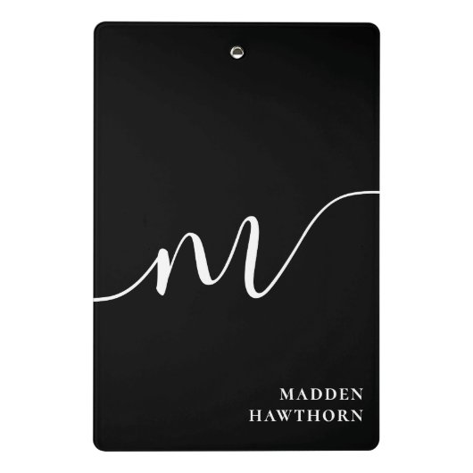 Mini Porte-bloc Monogramme moderne Calligraphie noir blanc (Dos)