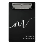 Mini Porte-bloc Monogramme moderne Calligraphie noir blanc (Devant)