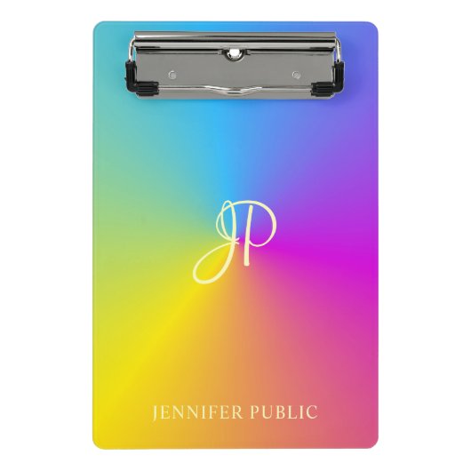 Mini Porte-bloc Monogramme moderne couleur métal Modèle (Devant)