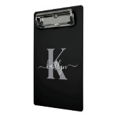 Mini Porte-bloc Monogramme moderne gris noir script (Angle2)