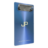 Mini Porte-bloc Monogramme moderne tendance Elégant Modèle bleu (Incliné)