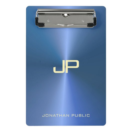 Mini Porte-bloc Monogramme moderne tendance Elégant Modèle bleu (Devant)