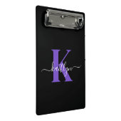 Mini Porte-bloc Monogramme Moderne Violet Noir Script (Incliné)