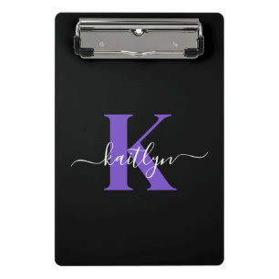 Mini Porte-bloc Monogramme Moderne Violet Noir Script