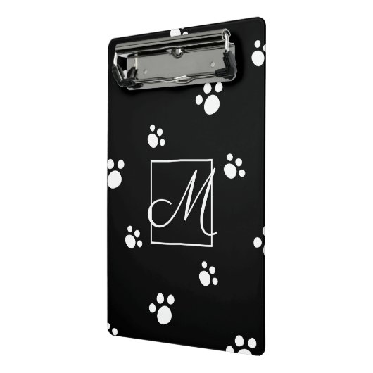 Mini Porte-bloc Monogramme | Noir & blanc mignon Chien Chien Empre (Angle2)