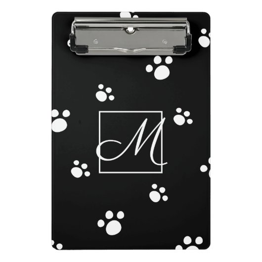 Mini Porte-bloc Monogramme | Noir & blanc mignon Chien Chien Empre (Devant)