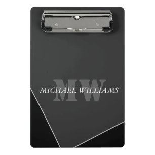Mini Porte-bloc Monogramme noir gris artistique moderne