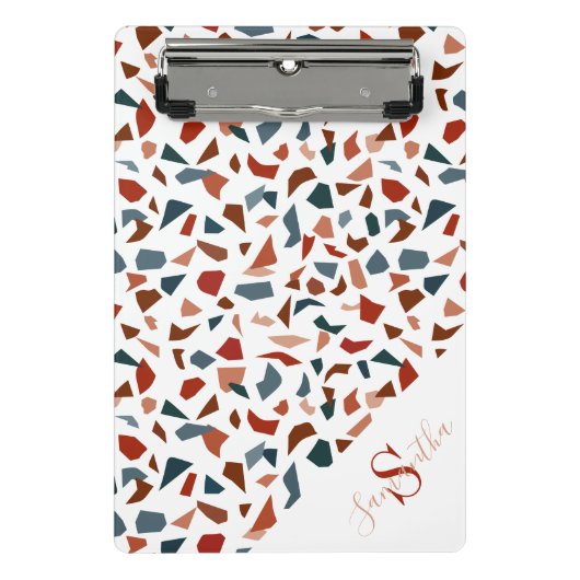 Mini Porte-bloc Monogramme & Nom Motif Moderne Abstrait De Terrazz (Devant)
