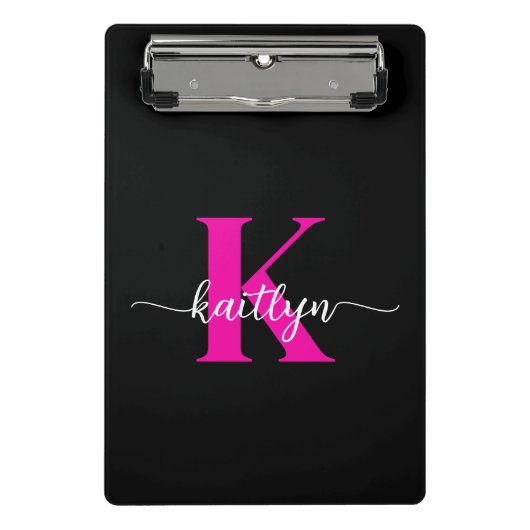 Mini Porte-bloc Monogramme Rose Chaude Noir (Devant)