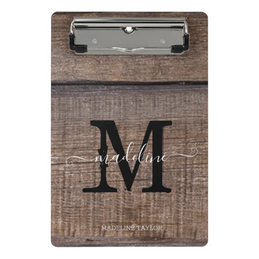 Mini Porte-bloc Monogramme Rustique Nom de script Professional (Devant)