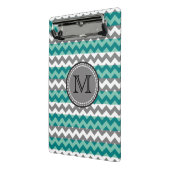 Mini Porte-bloc Monogramme Turquoise et Grey Chevron Zigzag (Angle2)