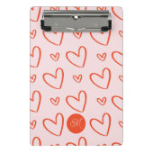 Mini Porte-bloc Monographie initiale - Coeurs rose et rouge (Devant)