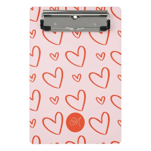 Mini Porte-bloc Monographie initiale - Coeurs rose et rouge (Devant)