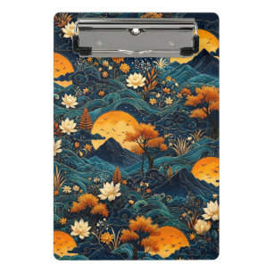 Mini Porte-bloc Montagne de Lune Dorée Motif Floral de Lotus sous