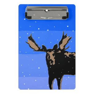 Mini Porte-bloc Moose en hiver - Art original de la faune