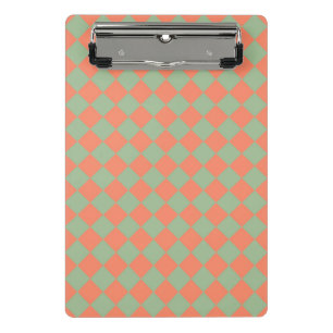 Mini Porte-bloc Motif à carreaux diamant Vert olive Rose saumon