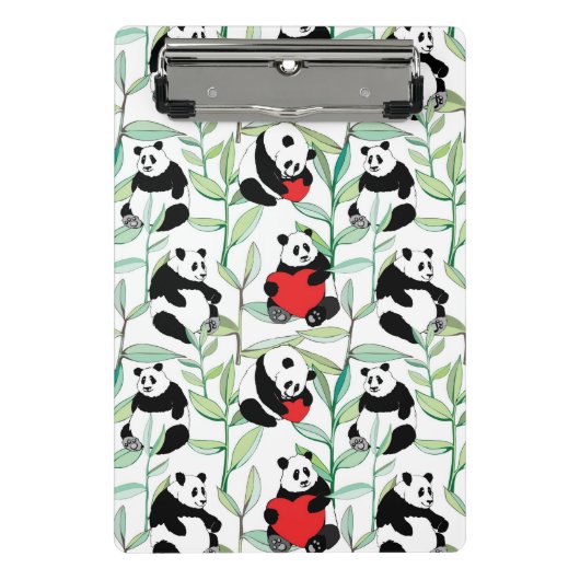 Mini Porte-bloc motif avec de beaux pandas avec des coeurs (Devant)