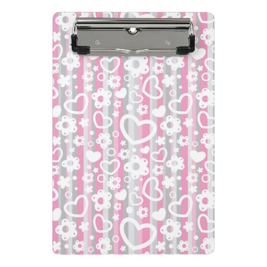 Mini Porte-bloc Motif avec des coeurs et des fleurs (Devant)