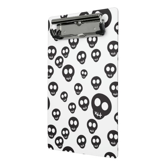 Mini Porte-bloc Motif avec les crânes noirs sur le blanc (Angle2)
