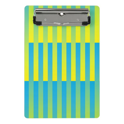 Mini Porte-bloc Motif bleu jaune vert rayé (Devant)
