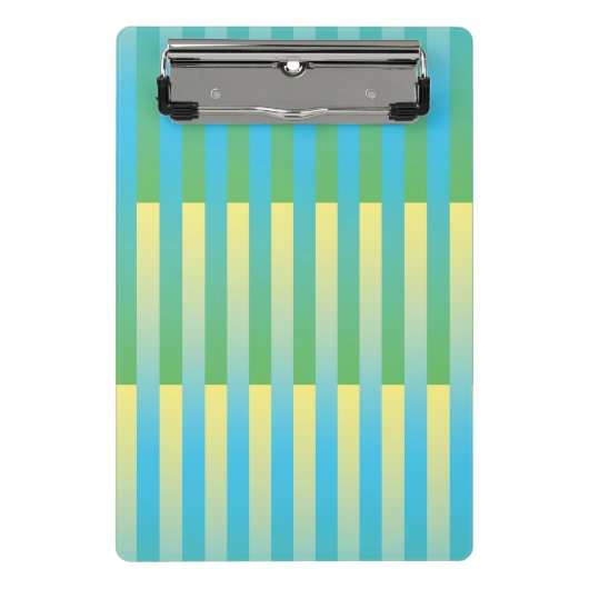 Mini Porte-bloc Motif bleu jaune vert rayé (Devant)