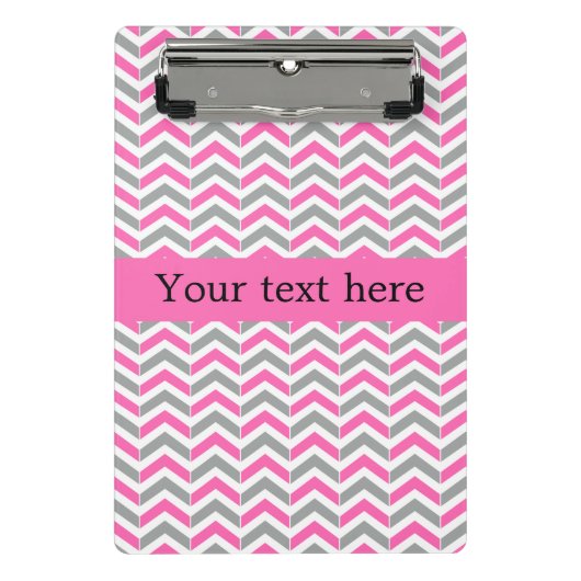 Mini Porte-bloc Motif chaud rose et gris Chevron (Devant)