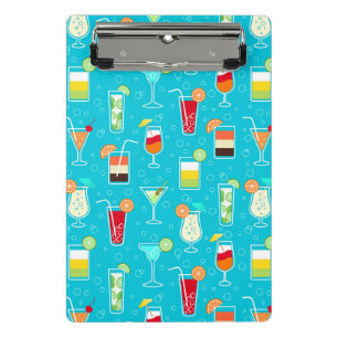 Mini Porte-bloc Motif de cocktail sur l'arrière - plan turquoise