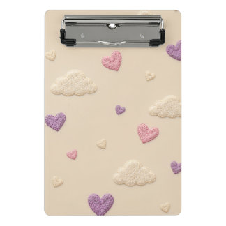 Mini Porte-bloc Motif de cœurs et de nuages en crochet pastel