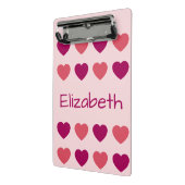 Mini Porte-bloc Motif de coeurs roses mignons Nom (Angle2)