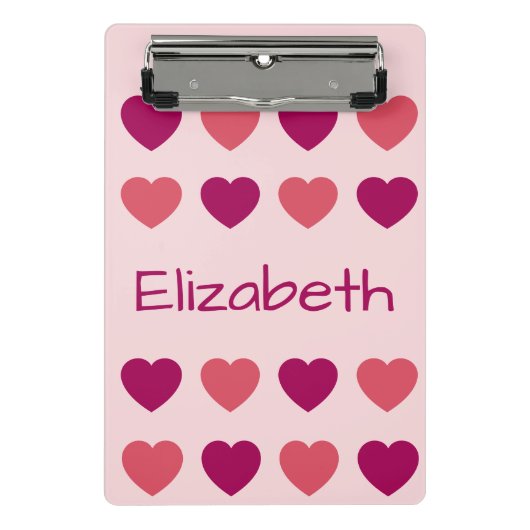Mini Porte-bloc Motif de coeurs roses mignons Nom (Devant)