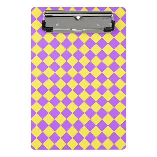 Mini Porte-bloc Motif de diamant jaune pourpre Checker (Devant)