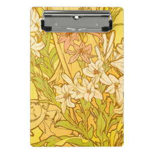Mini Porte-bloc Motif de fleurs de lys d'Alphonse Mucha : Art nouv
