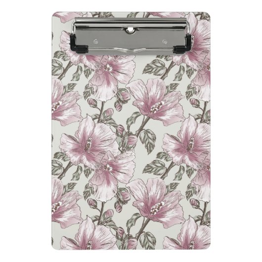 Mini Porte-bloc Motif de fleurs rose amorti de ketmie (Devant)